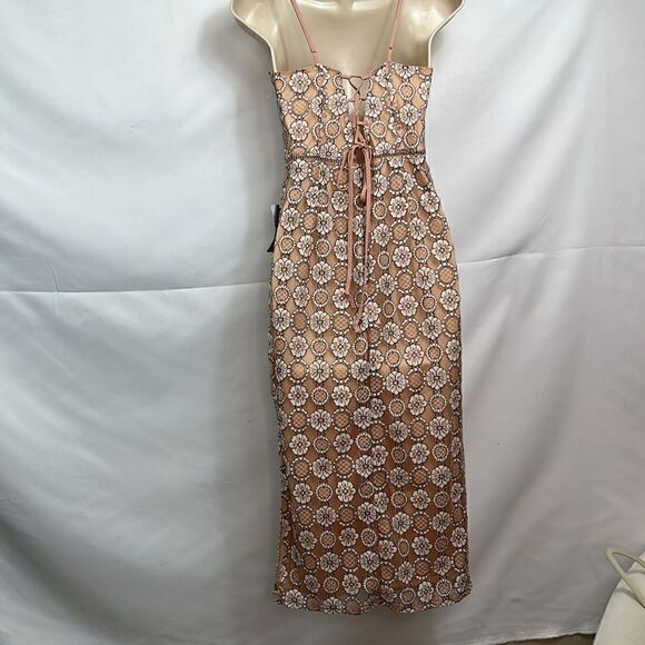 NSR floral Lace Midi Dress with Corset back and side slit size small NWT - Picture 12 of 16